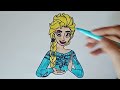 Elsa snow magic drawing and coloring for kids and toddlers | Elsa