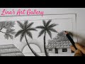Beautiful Sunset Scenery Drawing with pencil,Easy pencil Drawing for beginners step by step