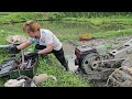 The mechanic girl helped the farmer fix a tractor that was difficult to start