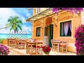 Bossa Nova: Outdoor Seaside Cafe Ambience ☕ Relaxing Coffee Shop Music, Ocean Wave Sounds