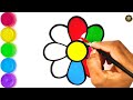 How to draw a rainbow flower drawing || Easy colourful flower drawing easy step by step || By Arya