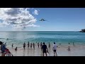 4K Maho Beach at the island of Saint Martin. Caribbean cruise in March