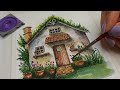 Dream cottage painting with watercolors/how to draw a house with watercolors
