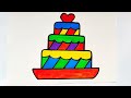 Birthday Cake drawing painting,colouring | easy acrylic painting for kids | Art and Learn