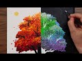 Half & Half Tree Life Acrylic Painting Step by Step (1344)｜Satisfying Demo