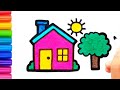 Cute House Drawing | How to draw a cute cake with colour easy step by step drawing for beginners