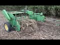 John Deere 2 Cylinder Baling Corn Stalk Bales In The Rain (John Deere B and 14T Baler)