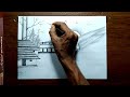 How to draw a simple landscape easy pencil drawing | Pencil drawing landscape scenery easy