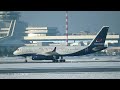 Cosmic and rare Tupolev Tu-204 ROSCOSMOS. Landing on a frosty winter day.