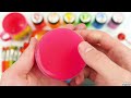 Oddly Satisfying l Mixing 6 Color Fruit Slimec FROM  Rainbow Sparkly Lollipops Candy & Cutting ASMR