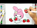 How to draw My melody sanrio in strawberry | drawing and colouring for kids #art #draw #learn #how