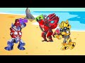 TRANSFORMERS ADVENTURE KING KONG: Save the future - Loli Arcee, Optimus, Samurai Kong, Dinosuar Park