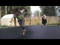 The gymnastics 7 year old on a trampoline