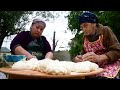 Grandma Rose Cooking Kutab with Greens on a Campfire | Traditional Village Cooking