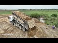 Full Videos Excellence! Bulldozer KOMATSU D58P and 24Ton Truck Base Boundary Ring Road Building