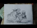 Hippos duel pencil art #viral #video