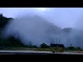 Clouds rolling up from the ravine at Agogo camp PNG