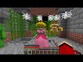 JJ and Mikey HIDE from MARIO , Luigi , Bowser , Princess Peach in Minecraft Maizen Security House