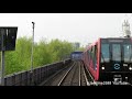 London. Riding the DLR train from Lewisham to Bank via Canary Wharf