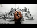 How to Draw Old Sailboat Yard Landscape with Pencil For Beginners | Step by Step