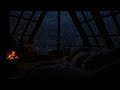 Winter Hut on a Snowy Night : Cozy Winter Wonderland with a Fireplace | Sleep, Study, Relax