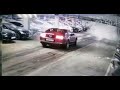 Mustang drifts and crashes parked cars