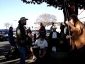 Food Not bombs drum circle at farmers market in santa cruz ca at 420