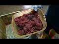 The process of making katsuobushi(Dried Bonito Flakes). Japanese old katsuobushi production plant.