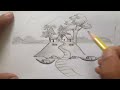 How to draw a village scene/my village drawing /village scenery drawing with pencil ❤️❤️❤️