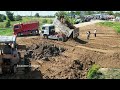 wow !! Great Project Landfill By Komatsu D30 Bulldozer Pushing Dirt & Miniature Truck Unloading Dirt