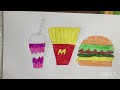 How To Draw A Milkshake, Fries And A Burger