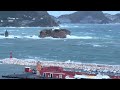 Ship Tetide among the waves, from Ponza with rough sea and wind up to 46 knots