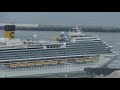 客船 Costa Venezia コスタベネチア 新造船 初寄港 歓迎放水と汽笛三声 高知新港 2019.5