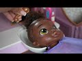 New Baby Alive dolls go to the  Hair salon washing and styling doll hair
