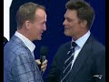 Peyton Manning congratulates Tom Brady at Hall of Fame Induction Ceremony