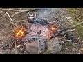 Solo camping by the river in the forest | Cooking fish on fire | ASMR