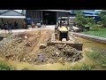 Complete Project 100%!! Komat'su Dozer D20A & 5T Truck pushing stone into flooded