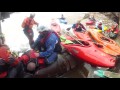 The rescue kayaker caught on the life jacket.