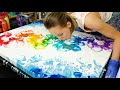 HUGE Rainbow Flow🌈 - Acrylic Pouring with Rainbow Colors - Just Paint & Water -Bright Fluid Painting