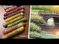 Beautiful Village Summer Landscape Painting with Oil Pastel - Step by Step