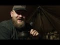 hiding in  hot tent from the rain on   ice river , bushcraft survival camping