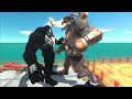 Mutant Goro Venom vs Mutant Primates on Lava City Hell Bridge - Animal Revolt Battle Simulator