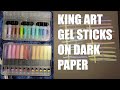 KINGART Gel Stick Artist Watercolor Pastel Colors Gel Crayons on Dark Paper