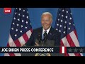 Joe Biden whispers answer about polls toward the end of press conference