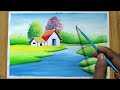 how to draw easy scenery with poster color,how to draw simple scenery,village scenery painting,