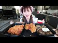 JOLLIBEE FILIPINO FAST FOOD MUKBANG 먹방 (Spicy Fried Chicken Sandwich, Burger Steak, Spaghetti, Pie)