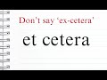 How to pronounce et cetera