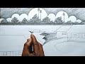 How to draw scenery with pencil | Art video