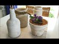 Paint and flour to imitate ceramic pieces by recycling JARS and BOTTLES