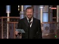 Ricky Gervais Brutal Honesty Calls Out EVERYONE in Hollywood Golden Globes - No One Punched Him Out!